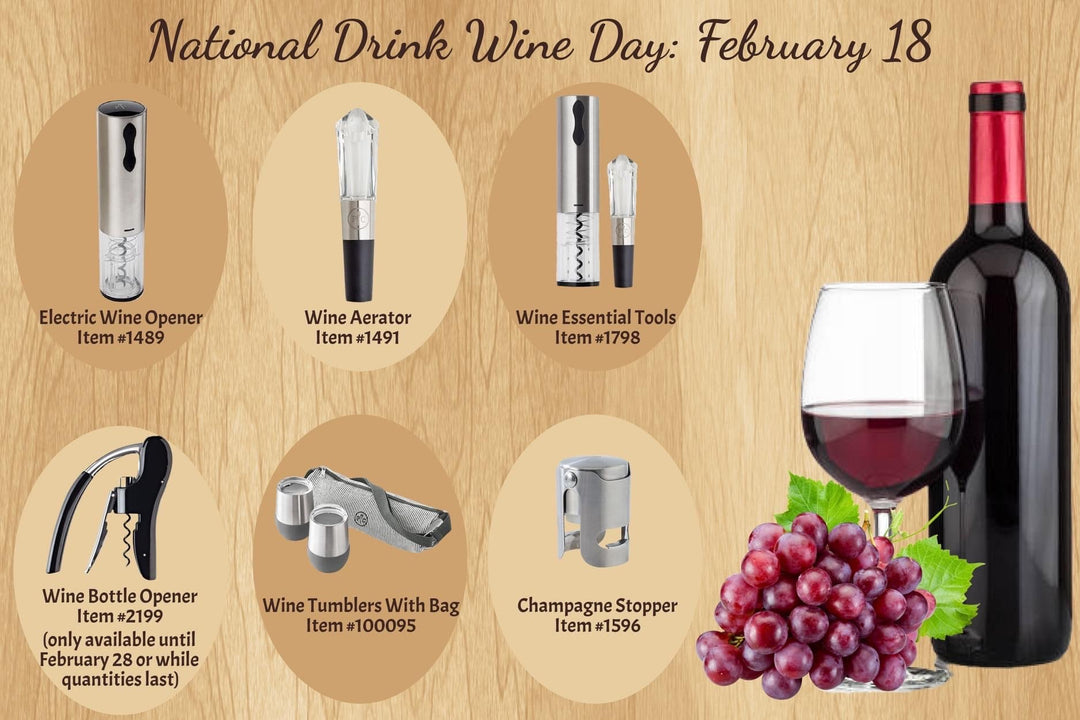 National Drink Wine Day Poster featuring wine accessories 