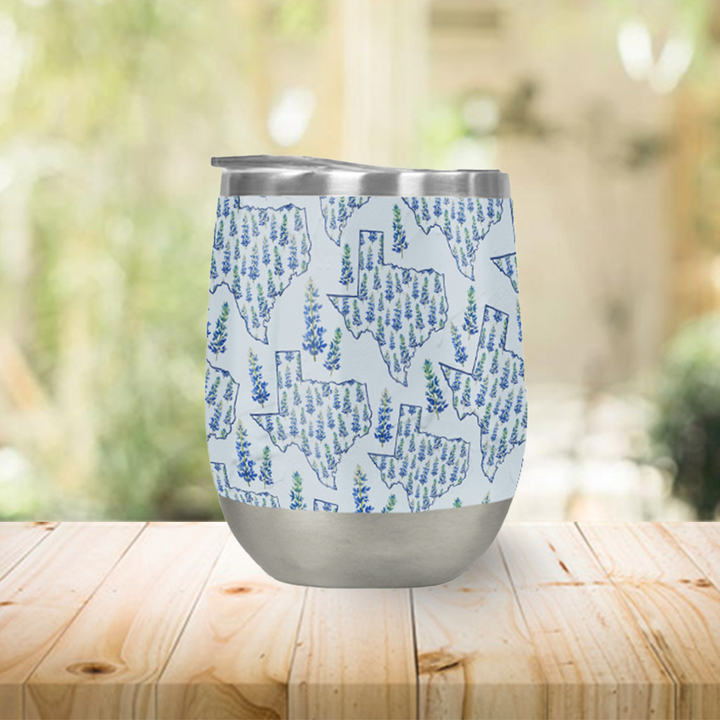 Texas Blue Bonnet Wine Tumbler