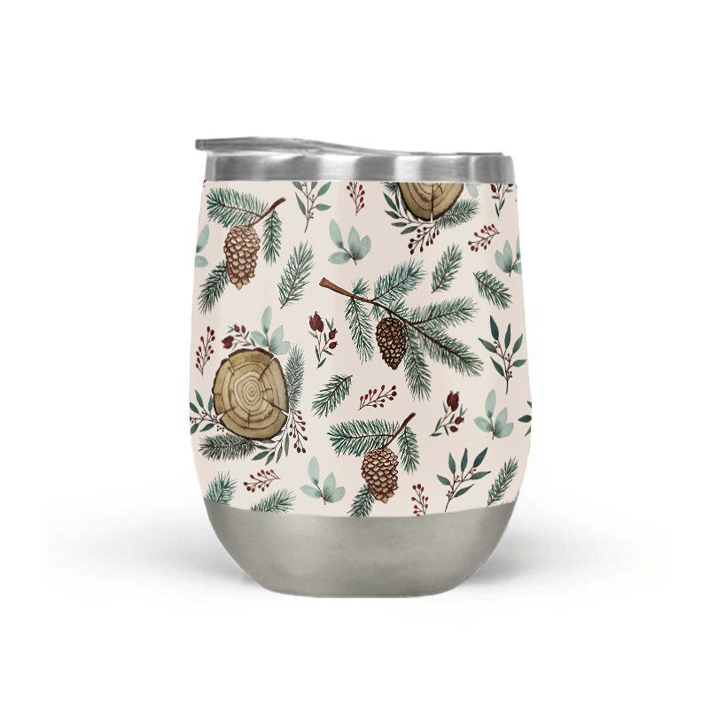 Winter Branches, Berries & Pine Cones Stemless Wine Tumbler