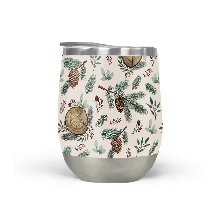 Winter Branches, Berries & Pine Cones Stemless Wine Tumbler