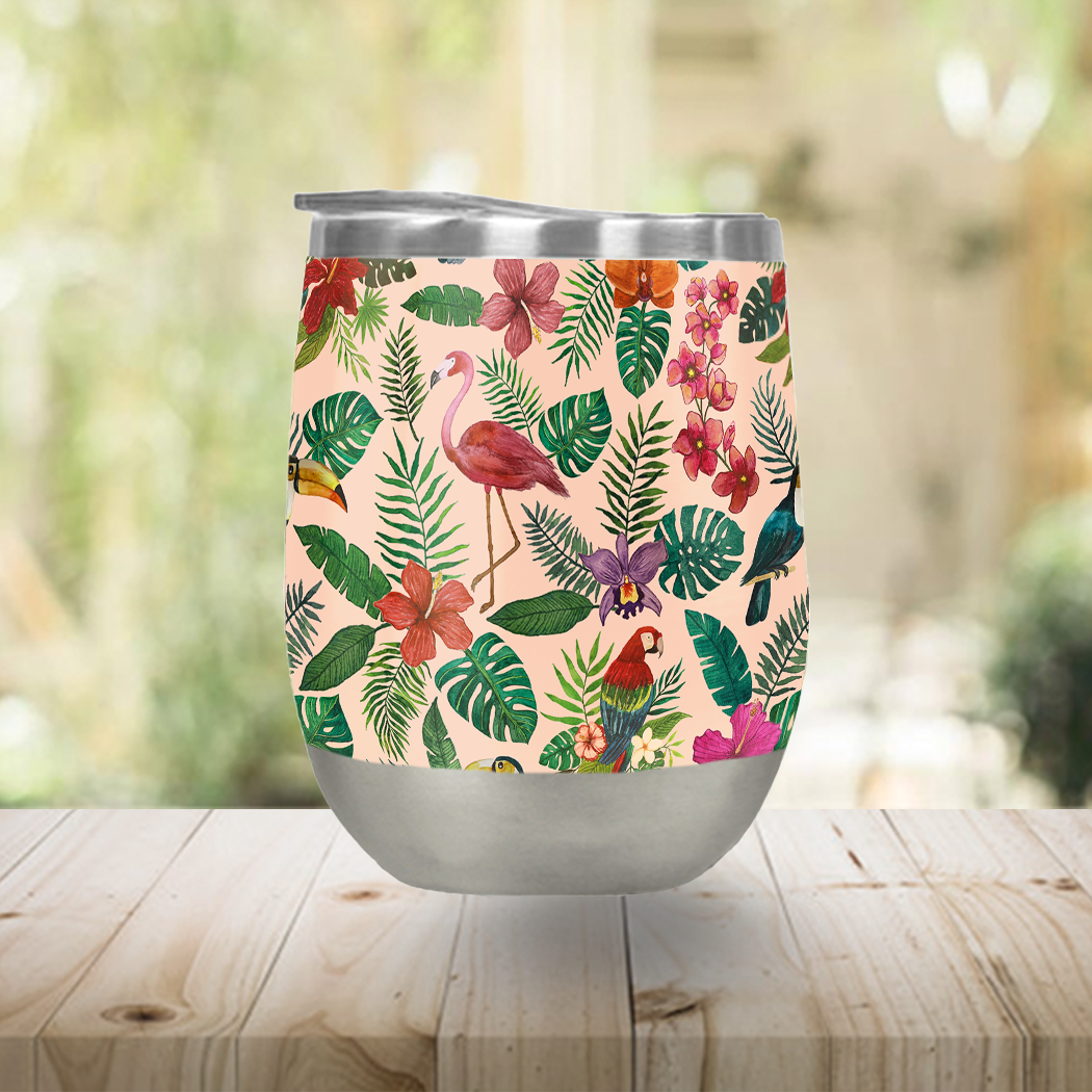 Tropical Bird Wine Tumbler