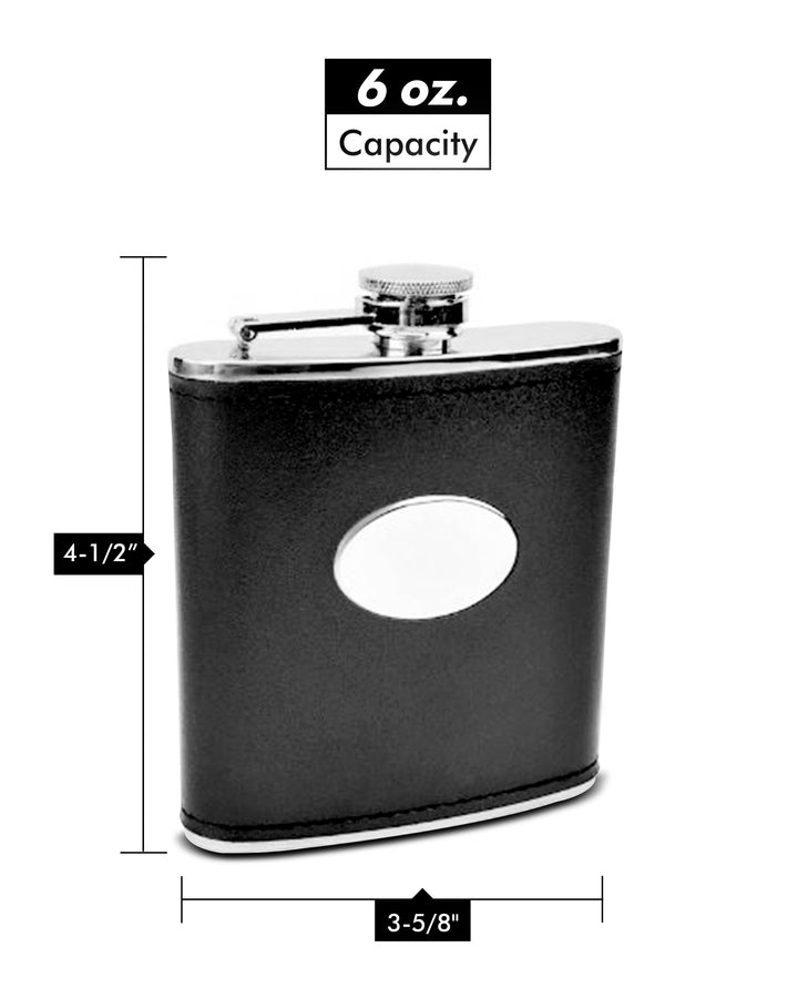 6oz Black Engravable Flask